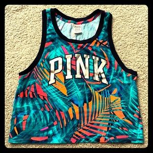 Pink Victoria’s Secret Crop Top Tropical Palm